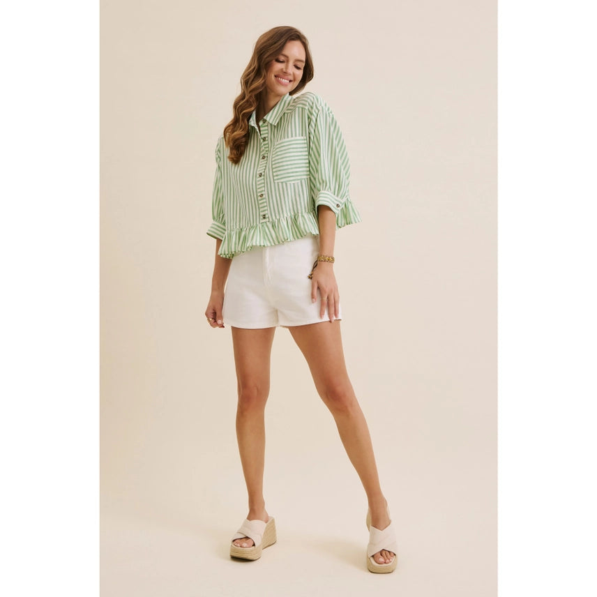 Clover Ruffle Button Down