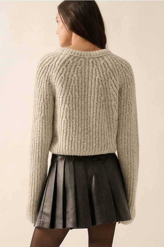 Heather Grey Button-Front Cardigan Sweater