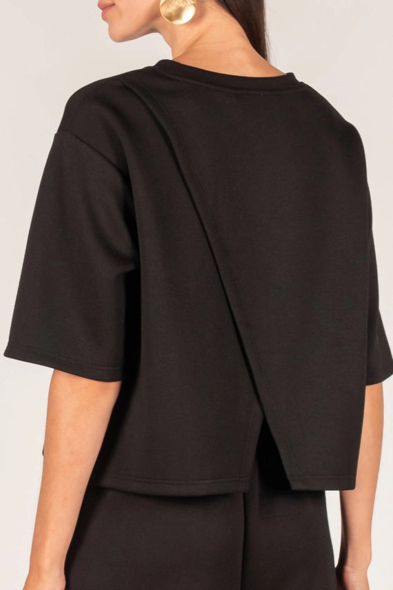 Butter Modal Cropped Overlap Tee