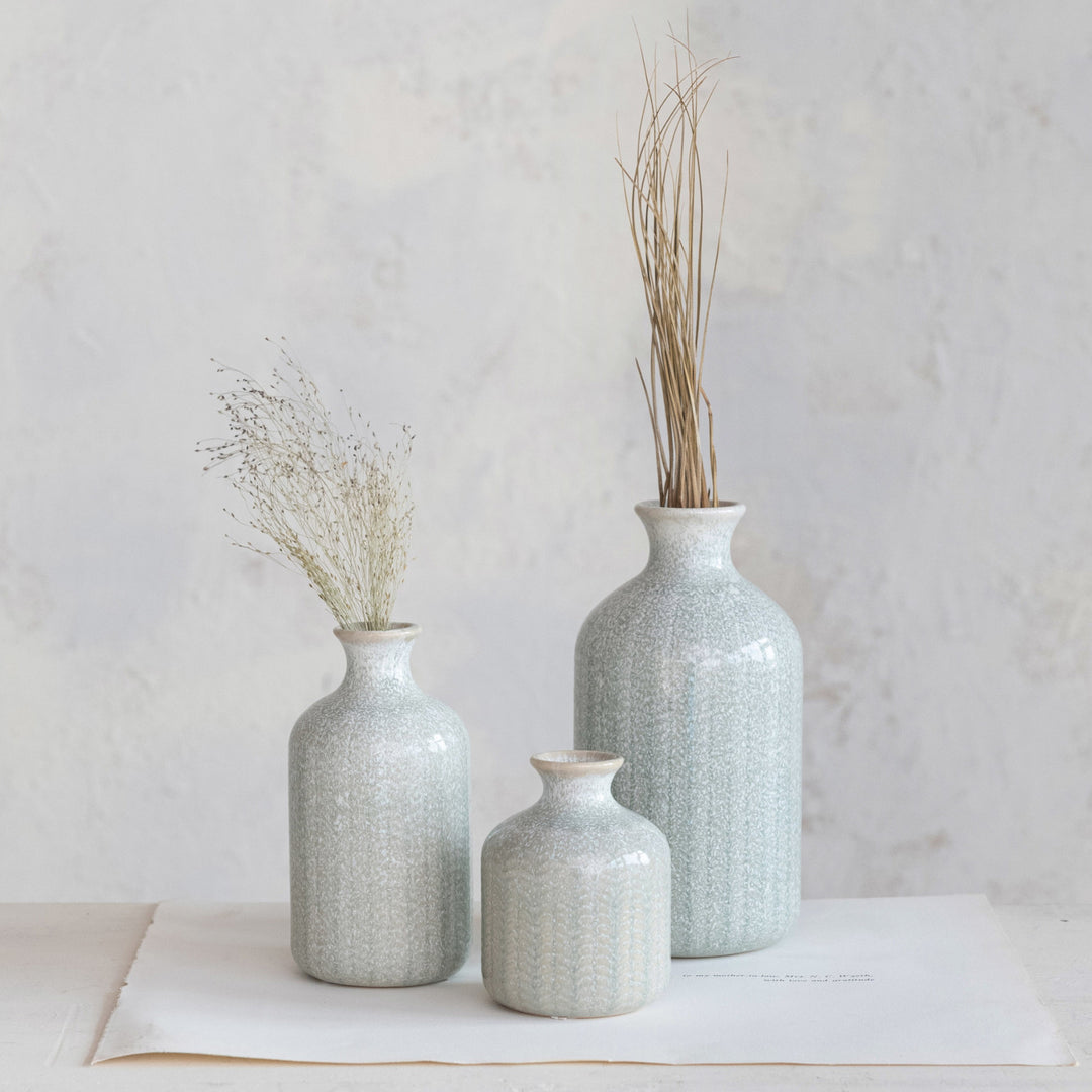 Embossed Stoneware Vases