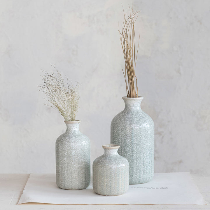 Embossed Stoneware Vases
