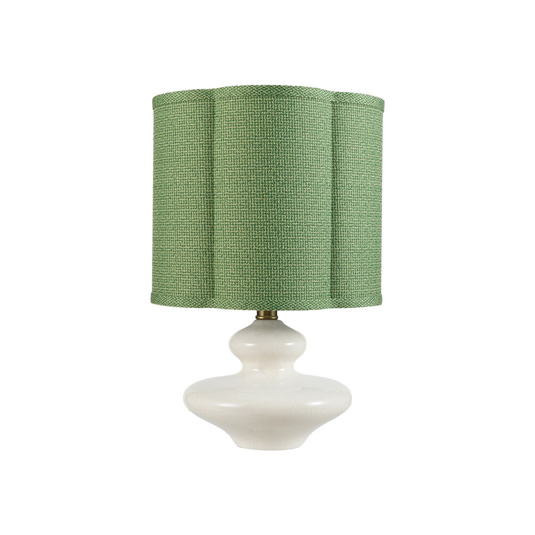 Stoneware Table Lamp with Scalloped Green Shade