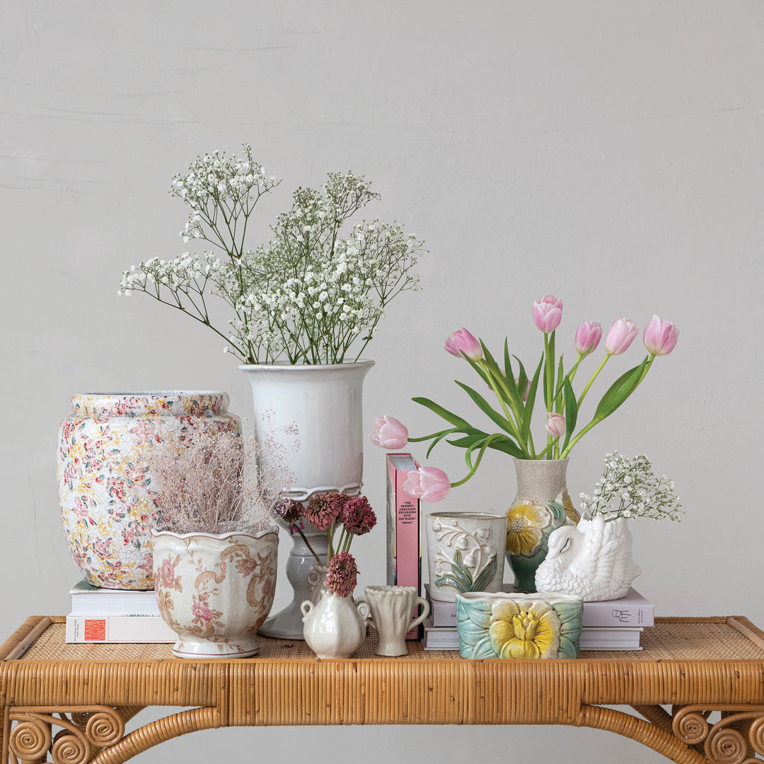 Floral Terra-Cotta Planter