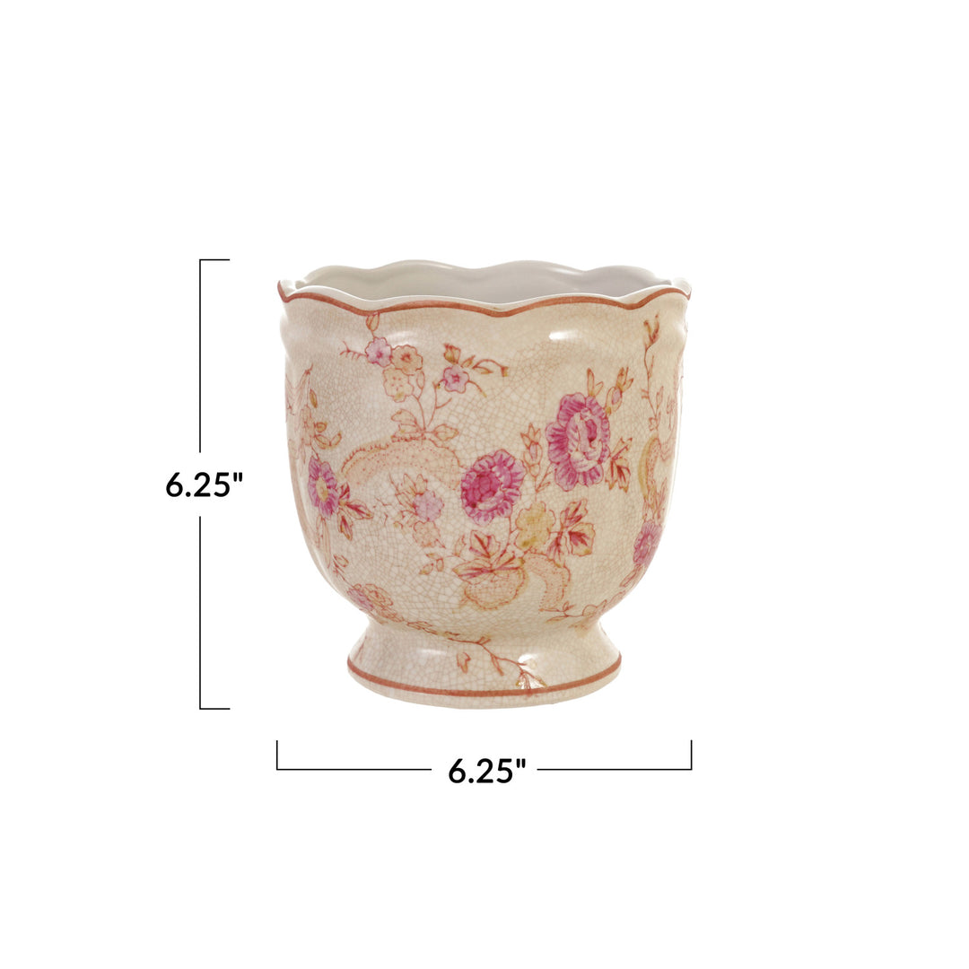 Scalloped edge Botanical Pot