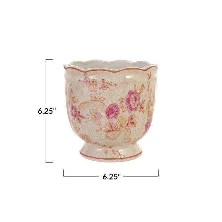 Scalloped edge Botanical Pot