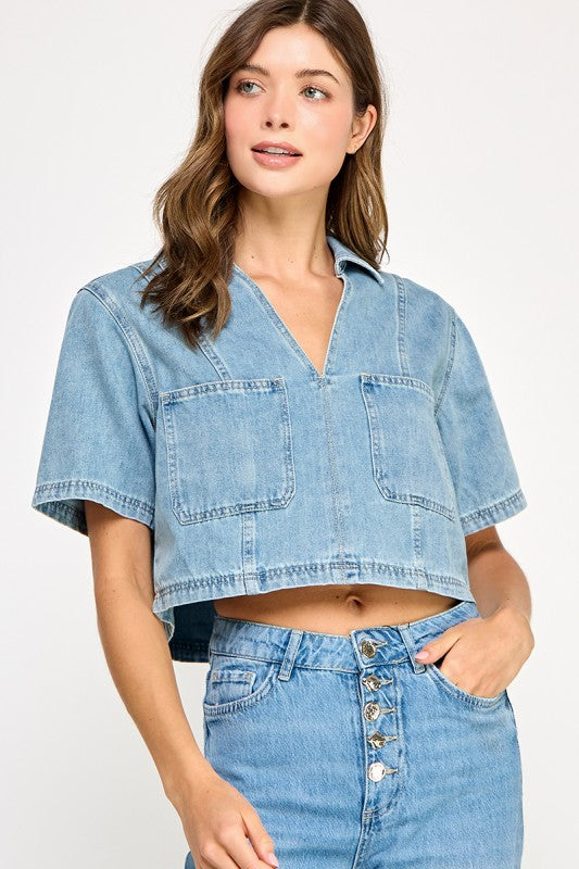 Liz Denim Cropped Top