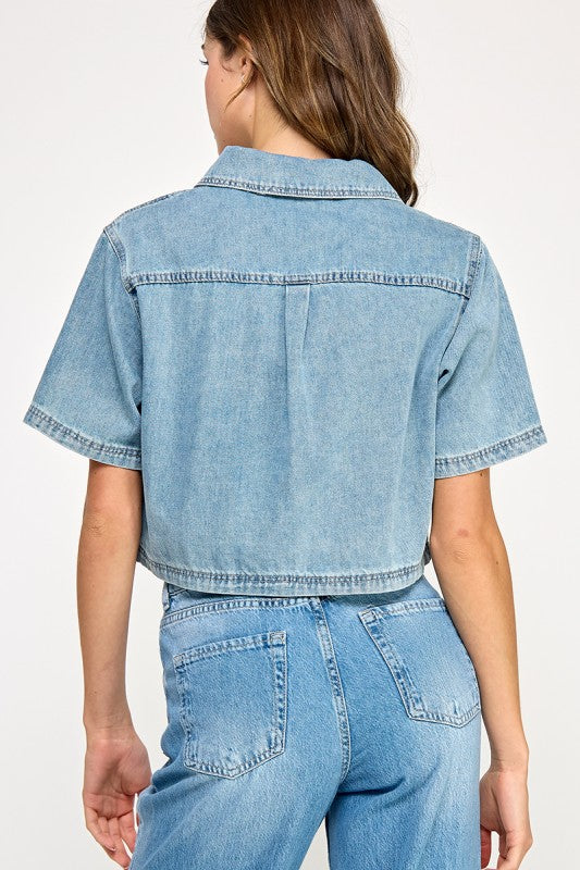 Liz Denim Cropped Top