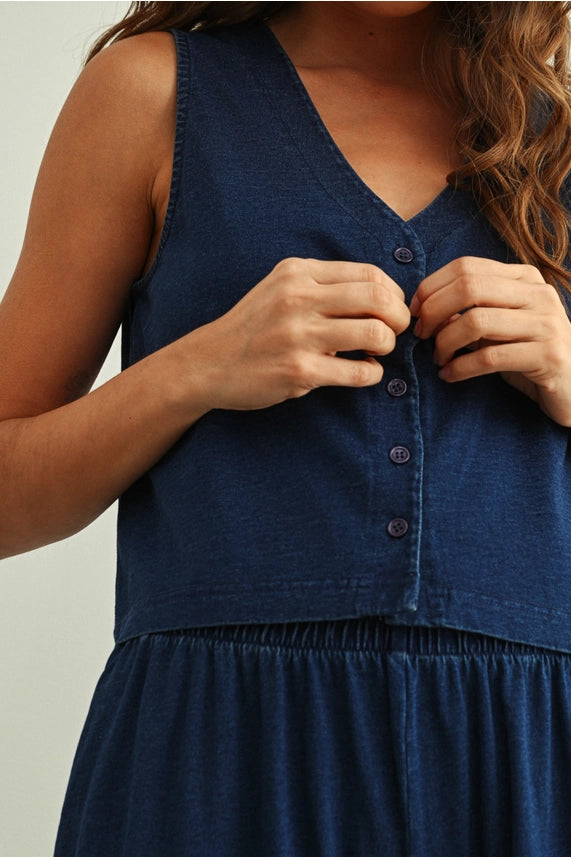 Denim Knit Top