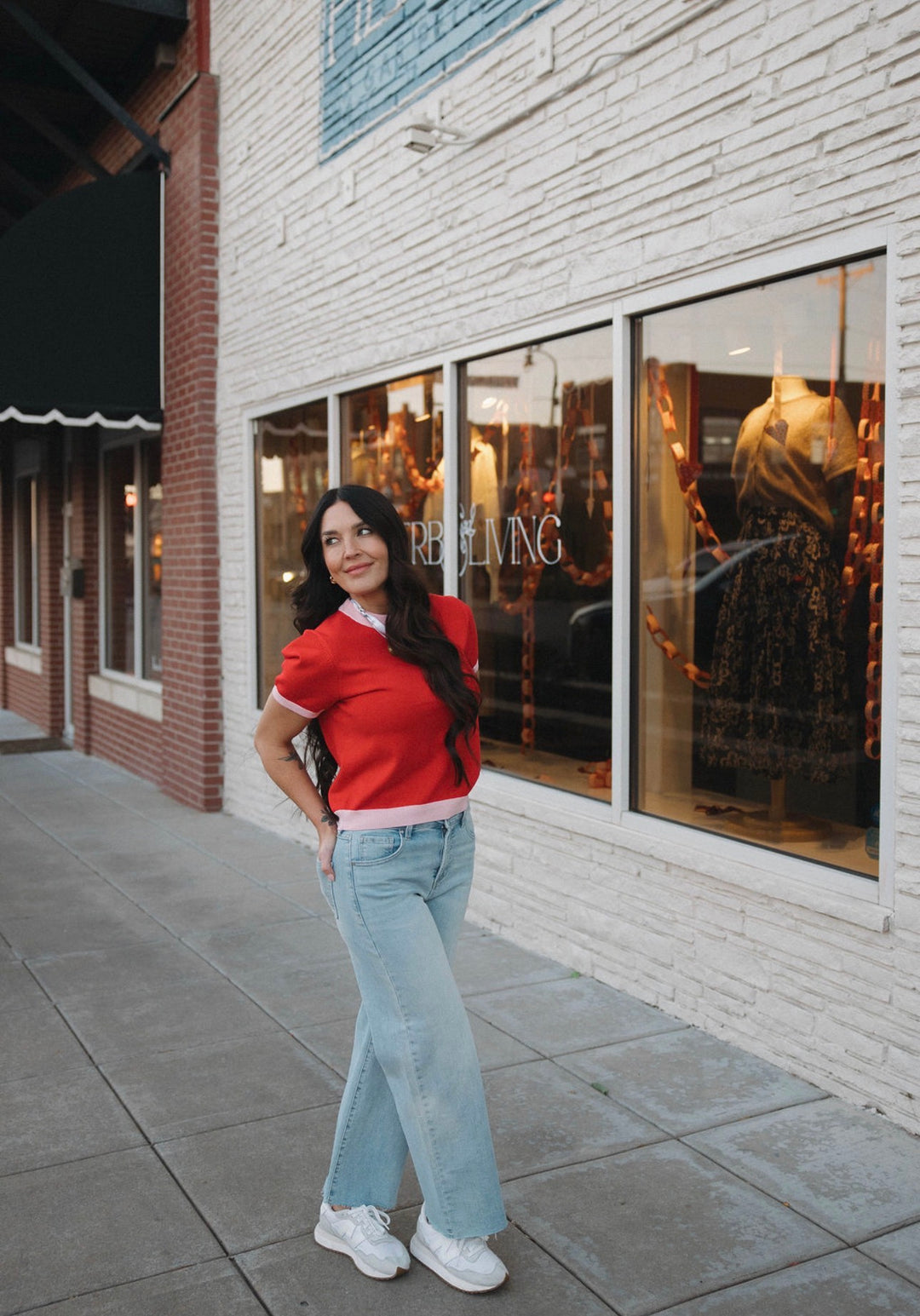Valentine Color Block Short Sleeve Sweater