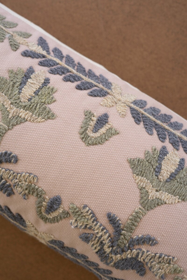 Embroidered Pillow with Tassels