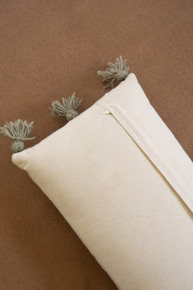 Embroidered Pillow with Tassels