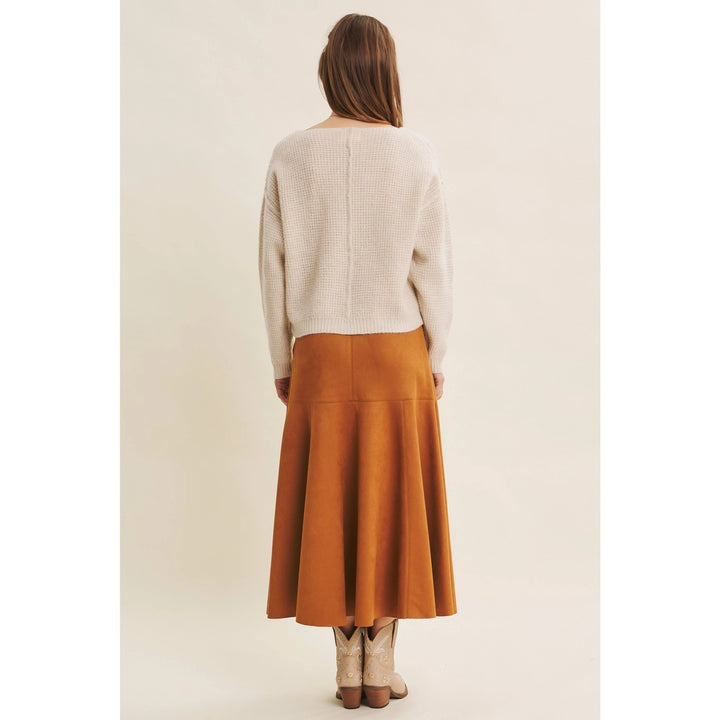 Exposed Seam Waffle-Knit Sweater