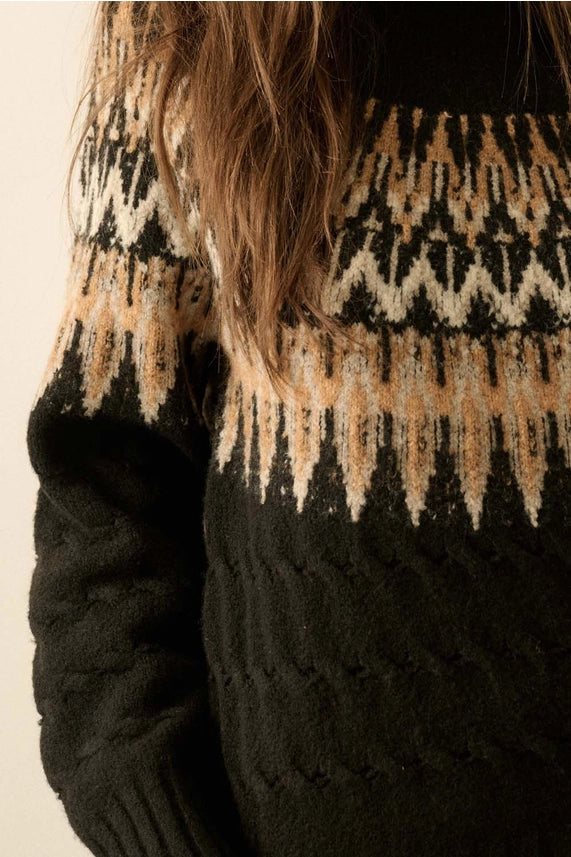 Cable Knit Fair Isle Sweater