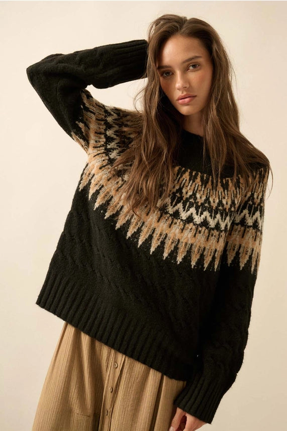 Cable Knit Fair Isle Sweater