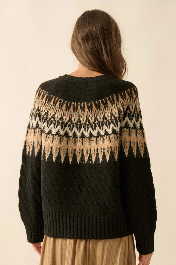 Cable Knit Fair Isle Sweater