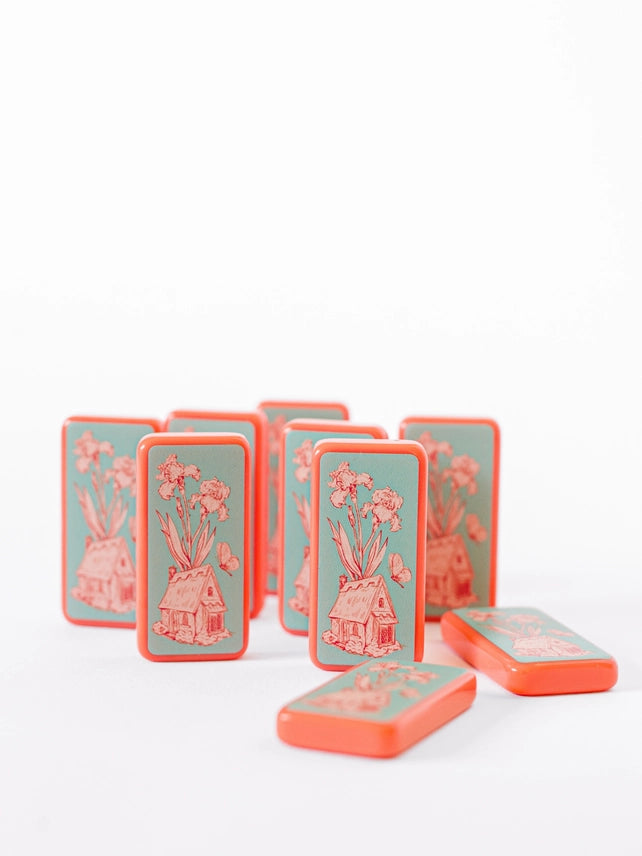 Fairy House Toile Dominoes Set