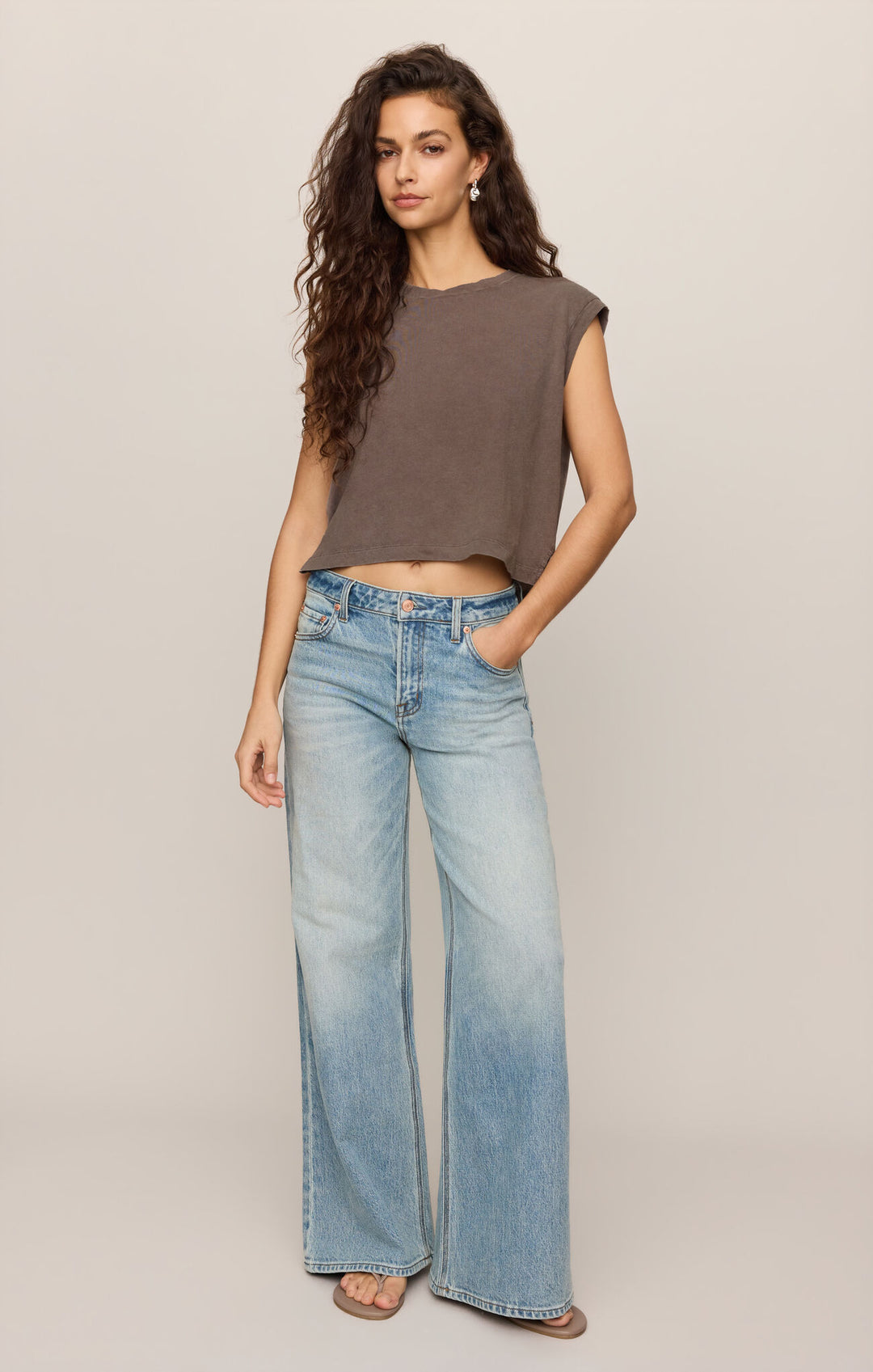 Flex Sleeveless Tee - Pebble Coast