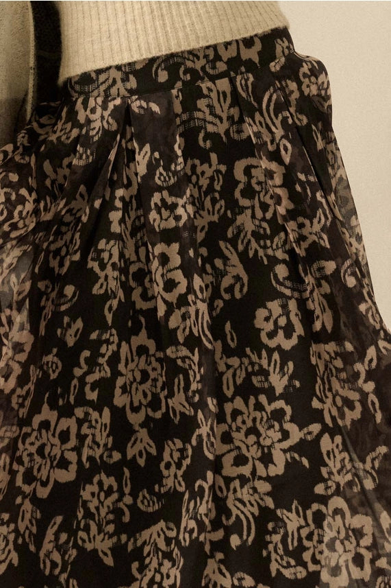 Brittany Floral Skirt - Black