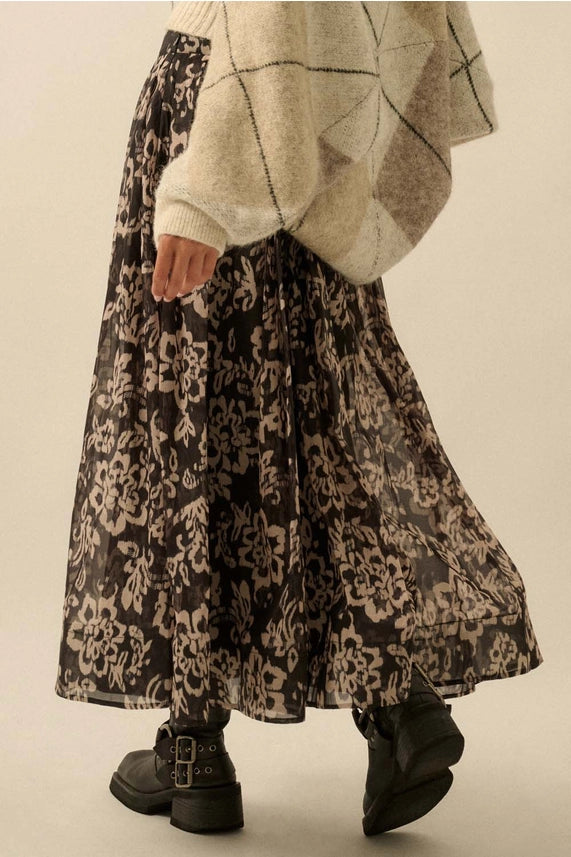 Brittany Floral Skirt - Black