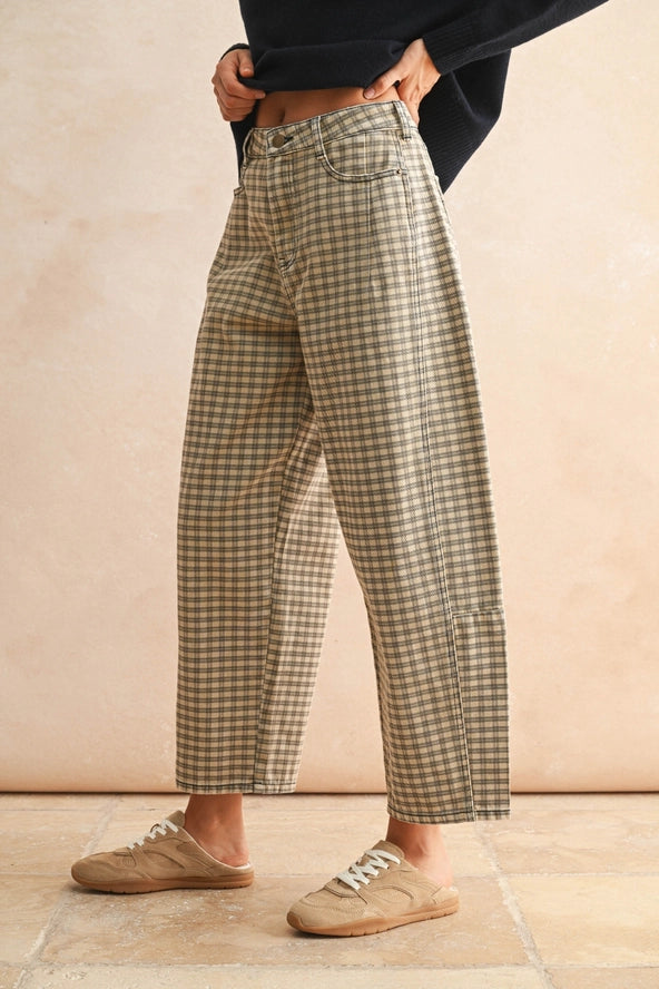 Gingham Barrel Pants