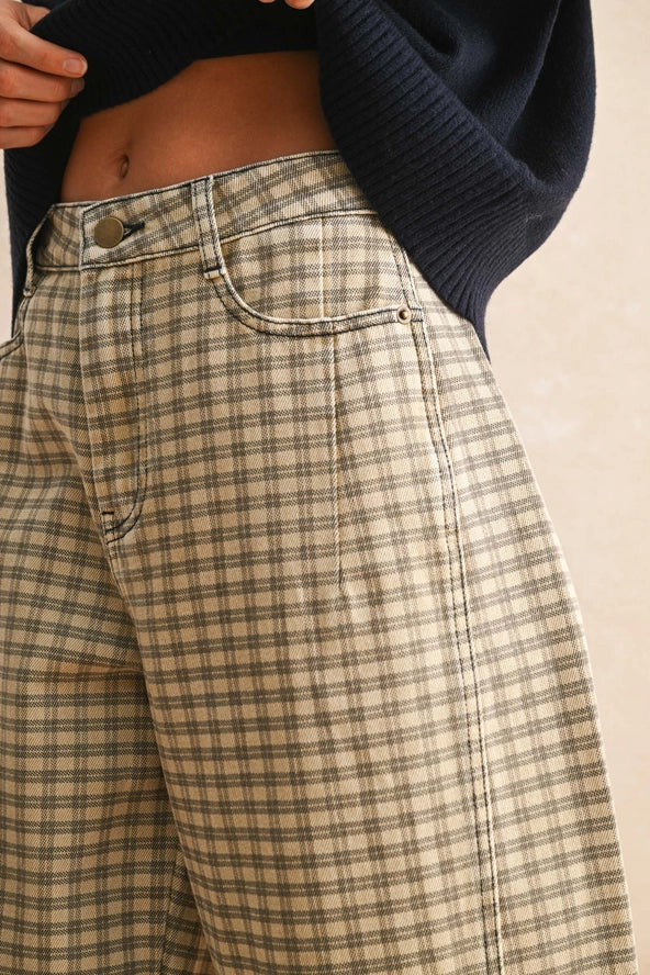 Gingham Barrel Pants