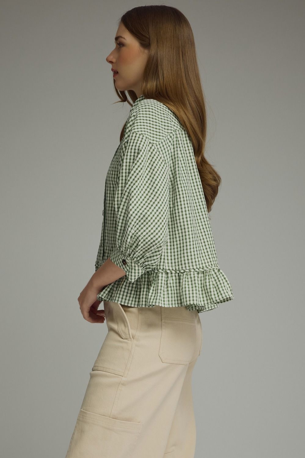 Gina Gingham Peplum Top - Forrest