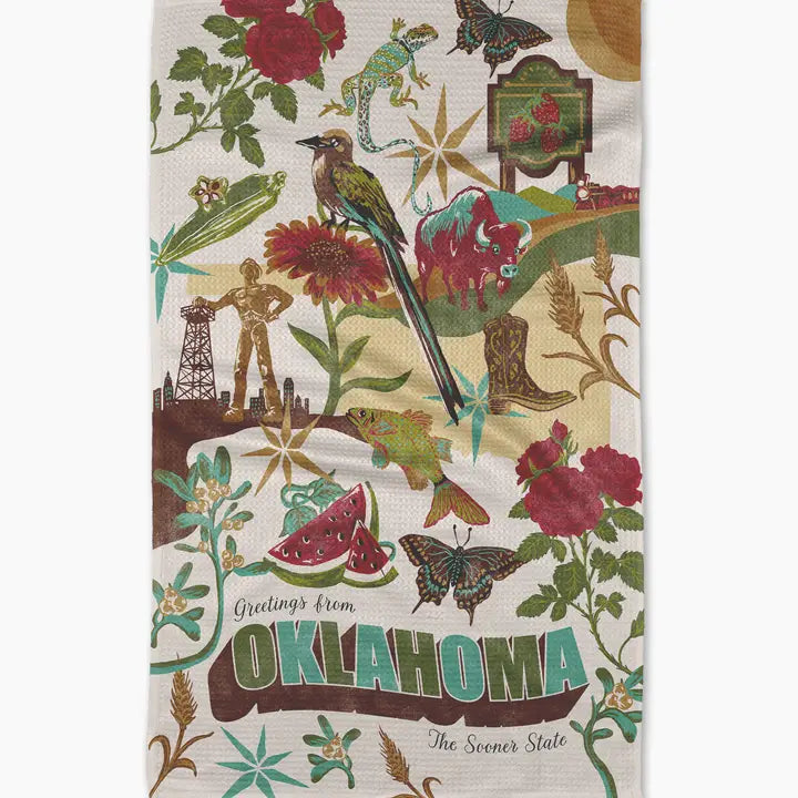 Greetings From Oklahoma Tea Towel