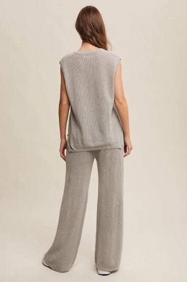 Grey Knit Lounge Top