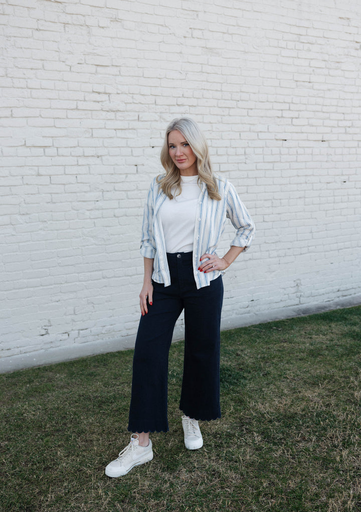 Stella Scalloped Wide-Leg Pants