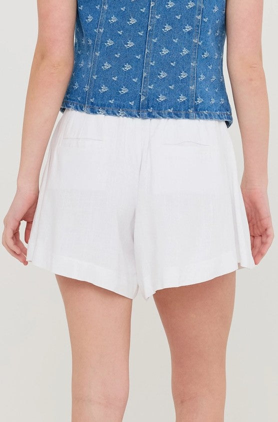 High-Waisted Linen Blend Shorts