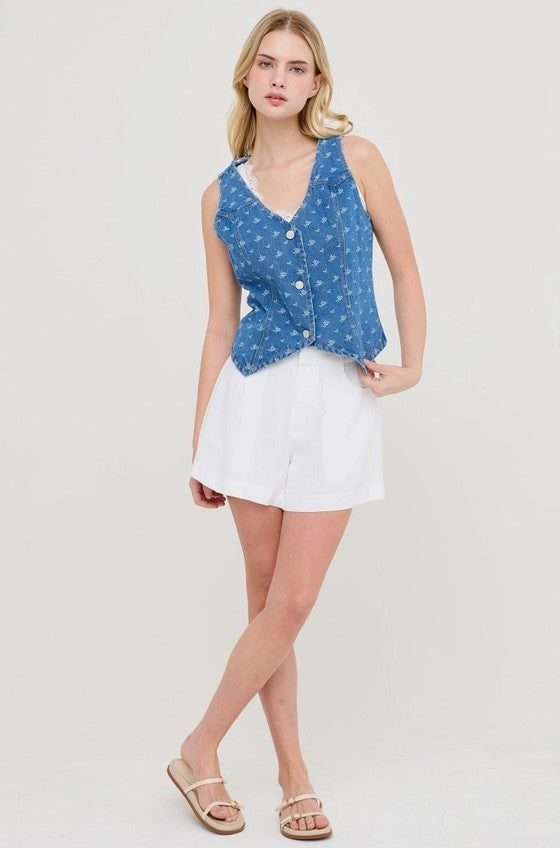 High-Waisted Linen Blend Shorts
