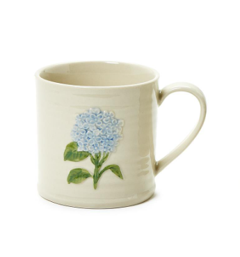 Mug with Embossed Hand-Painted Hydrangea