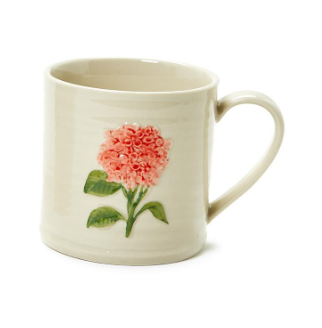 Mug with Embossed Hand-Painted Hydrangea