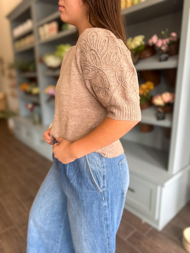 Mocha Puff Sleeve Sweater