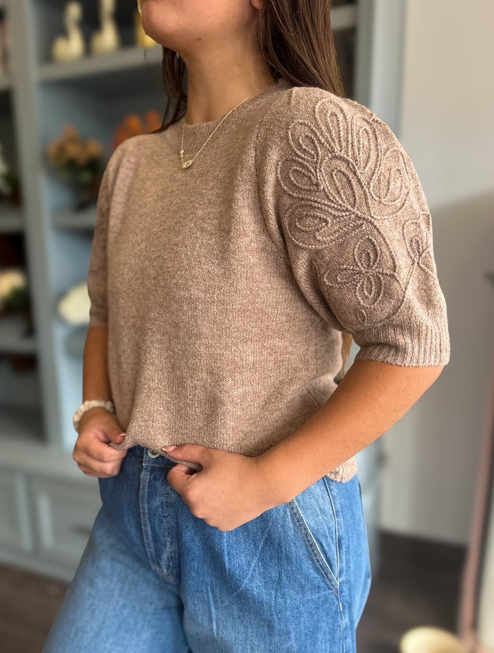 Mocha Puff Sleeve Sweater