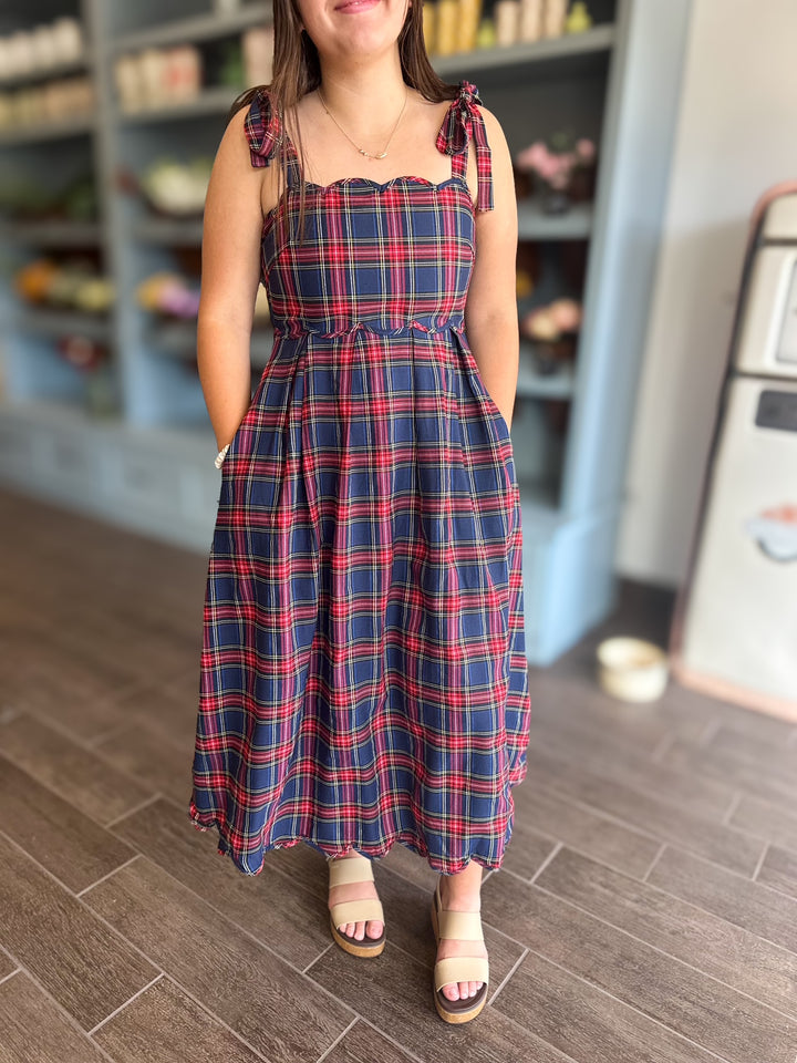 Plaid Scallop Dress