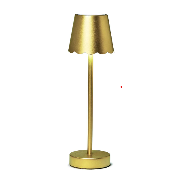 LED Portable Cordless Table Lamp with Scalloped Edge Shade