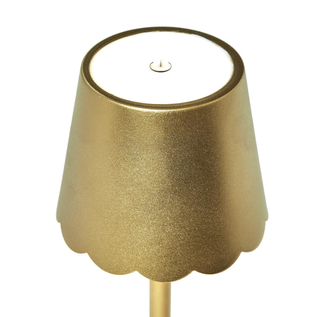 LED Portable Cordless Table Lamp with Scalloped Edge Shade