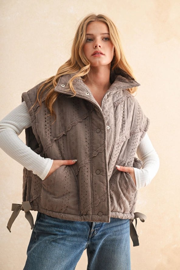 Lace Puffer Vest