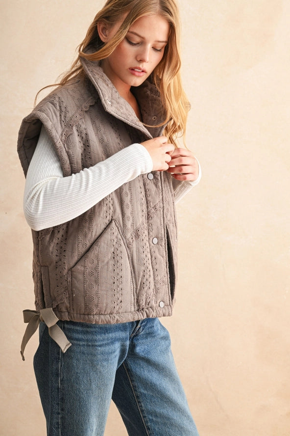 Lace Puffer Vest