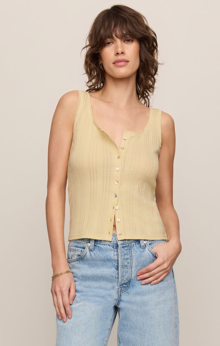 Lainey Pointelle Tank- Butter Yellow