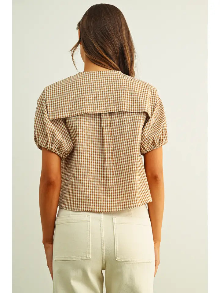Margoux Front Tie Top- Mocha