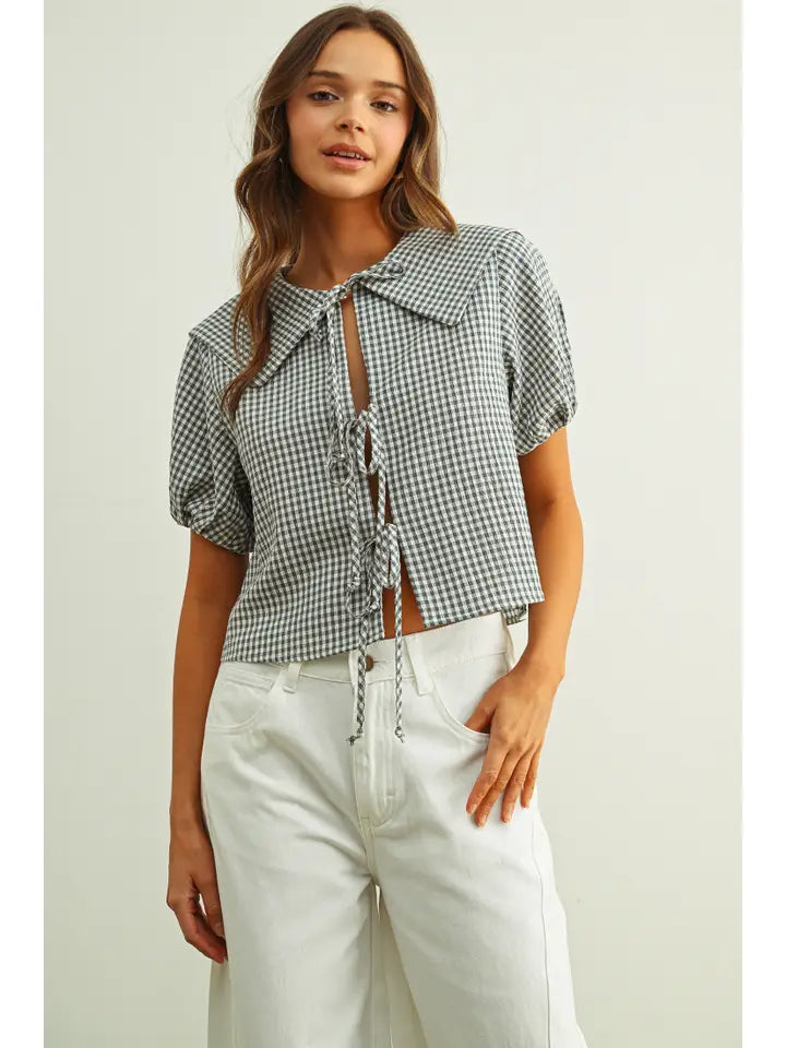 Bristol Front Tie Top- Blue