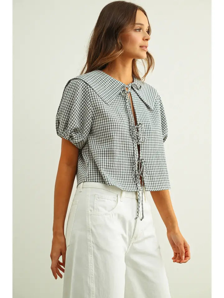Bristol Front Tie Top- Blue