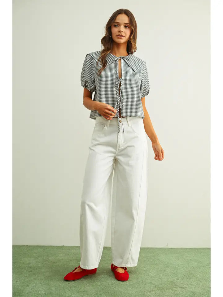Bristol Front Tie Top- Blue