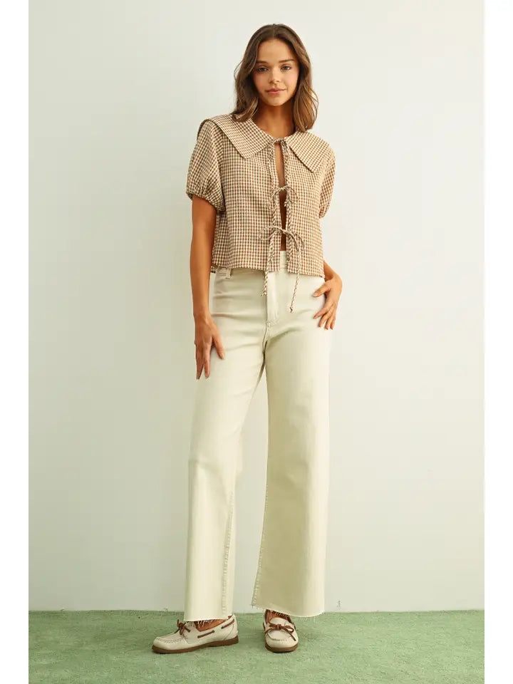 Margoux Front Tie Top- Mocha