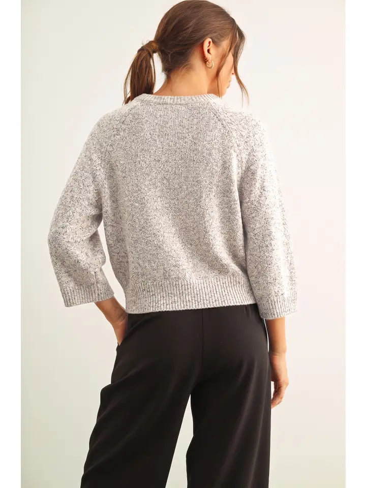 GiGi Round Neck Nitt Top- Salt & Pepper