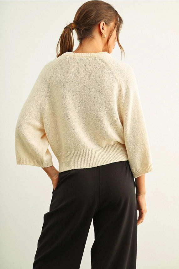 Gwen Round Neck Nitt Top- Beige