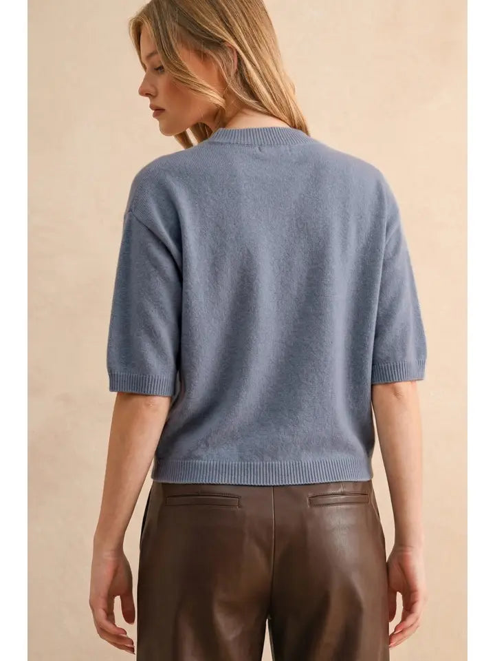 Savannah Sweater Top- Cashmere Blue