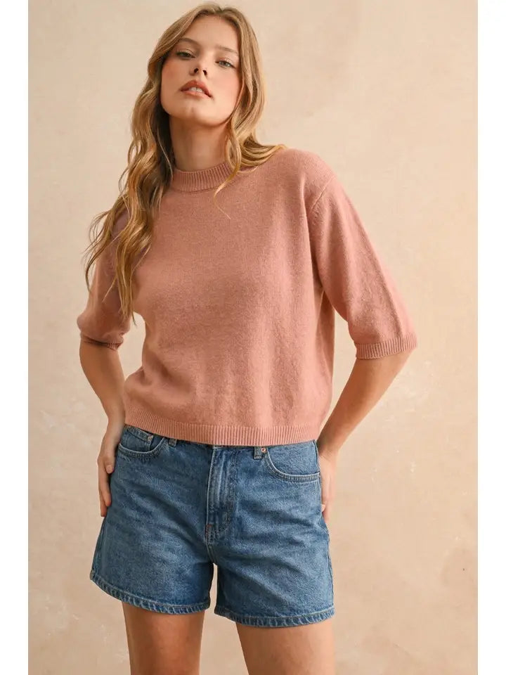 Rylie Sweater Top- Rosey